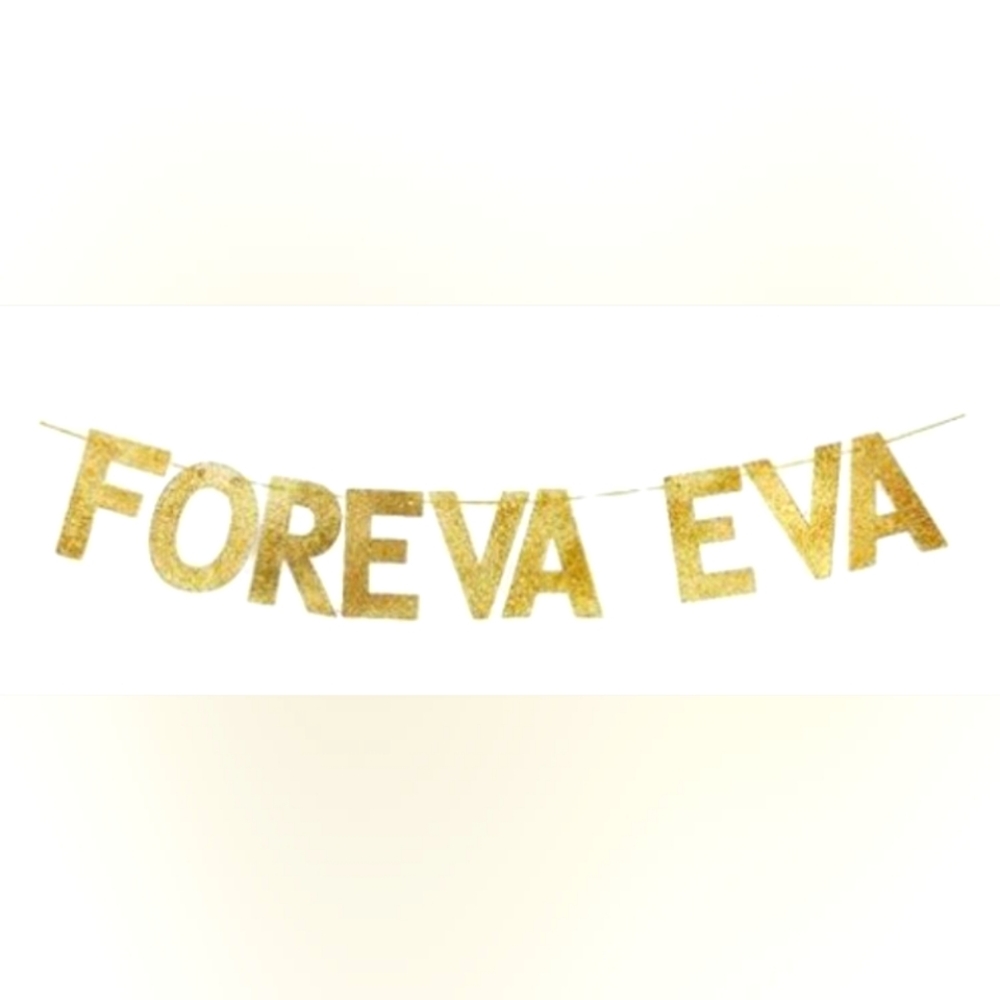 Foreva Eva Gold Glitter Banner Wedding/Engagement/Valentine's Day Party Decor